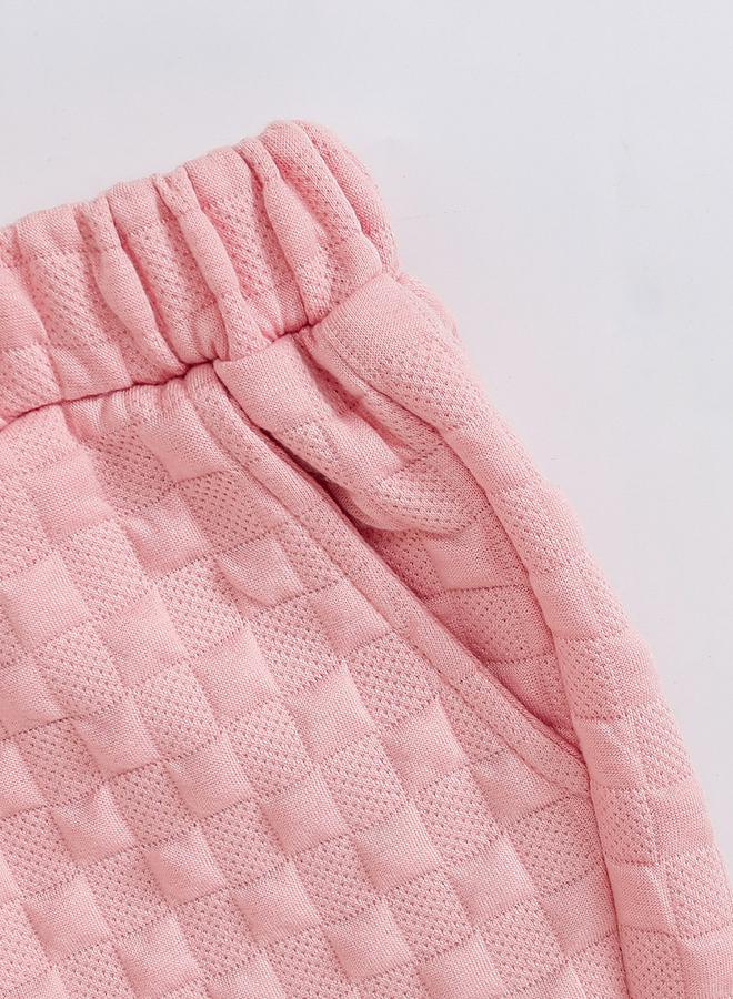 Take Two Girl's Texture Bow Detail Long Sleeve T-shirt With Pants Set - Image 5