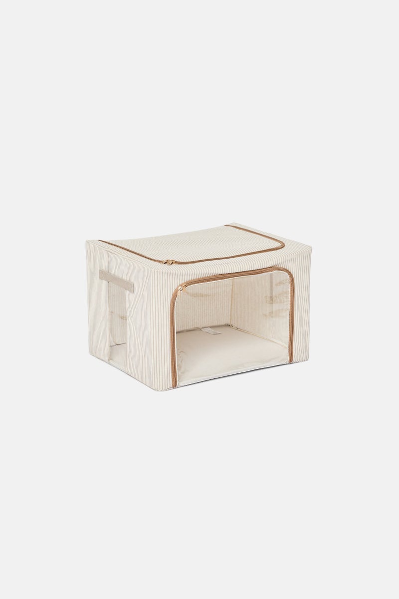 Muy Mucho Striped Box With Window 42 x 32 x 30 cm, Beige  - Image 3