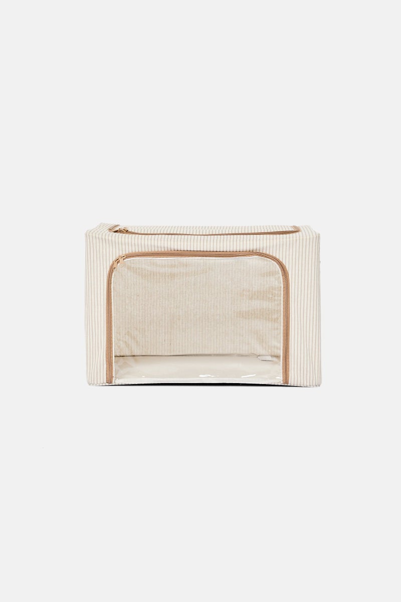Muy Mucho Striped Box With Window 42 x 32 x 30 cm, Beige  - Image 1