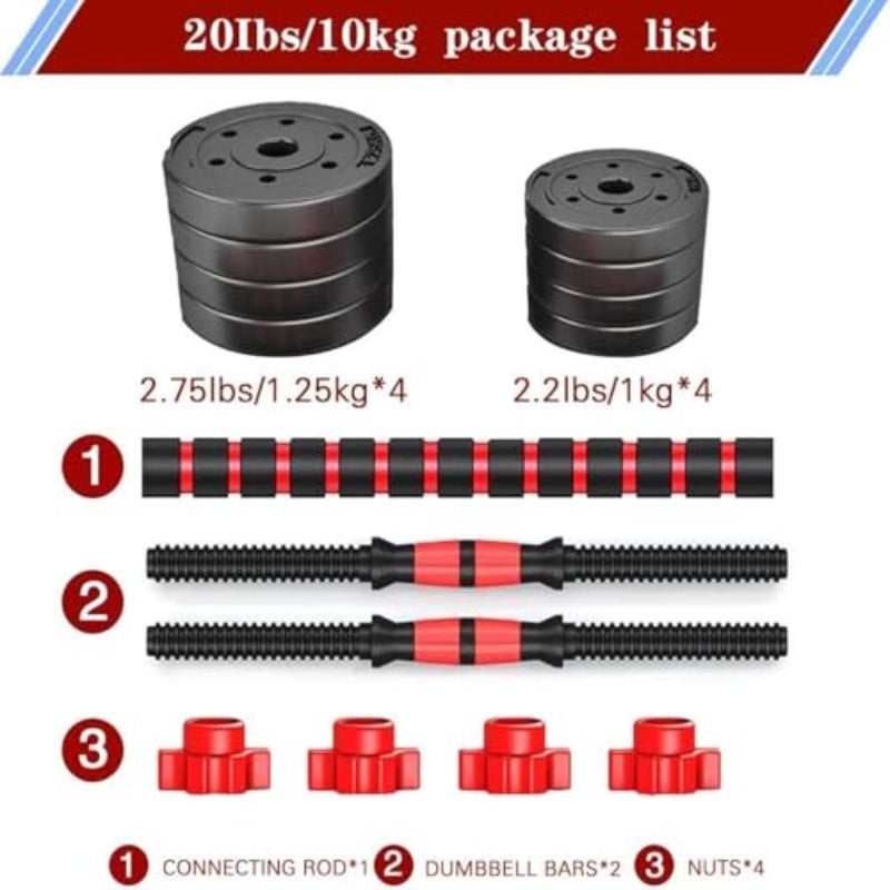 Adjustable Dumbbells10KG Adjustable Weights Dumbbell Barbell Set With Connecting Rod Free Weights Dumbbells Set Fitness Exercises for Home Gym Suitable Men Women Equipment 10 kg - Image 4