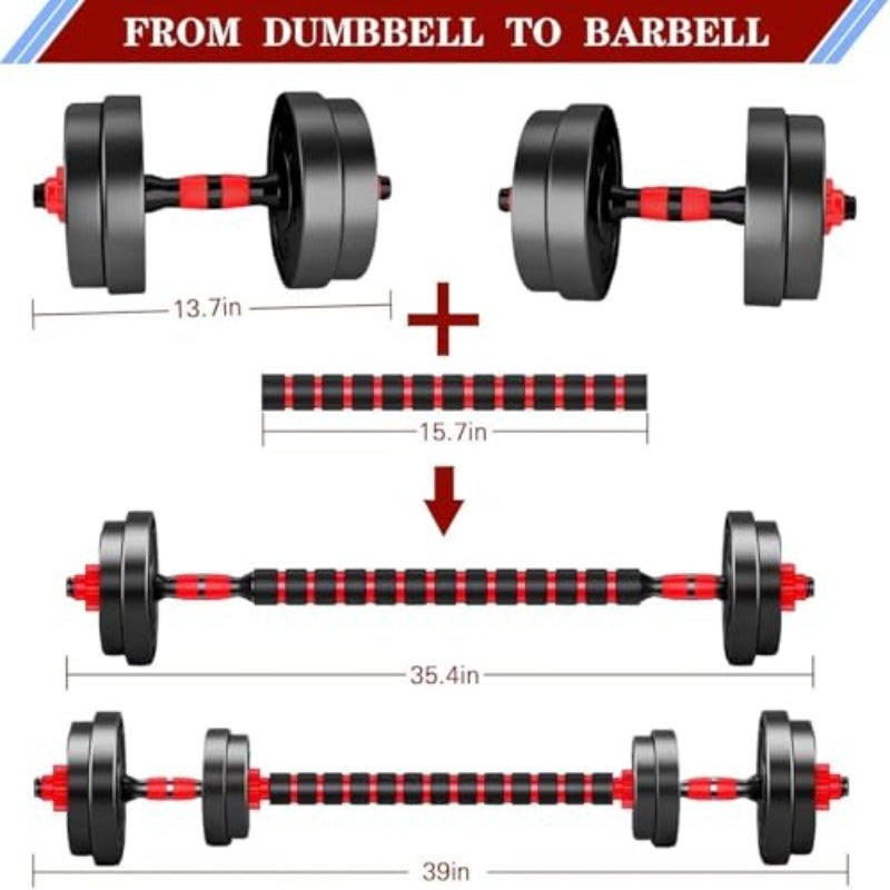Adjustable Dumbbells10KG Adjustable Weights Dumbbell Barbell Set With Connecting Rod Free Weights Dumbbells Set Fitness Exercises for Home Gym Suitable Men Women Equipment 10 kg - Image 3