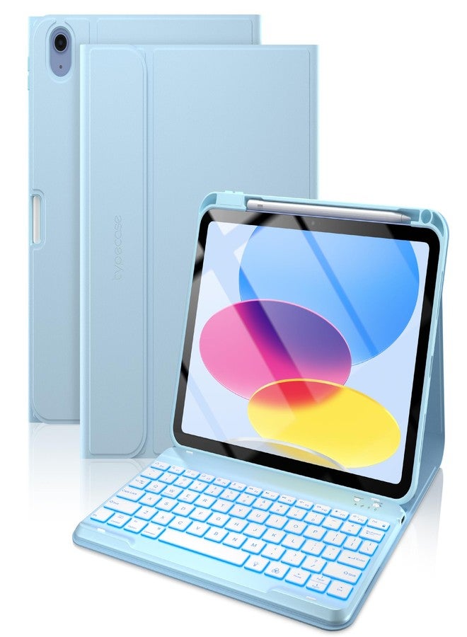 typecase Folio iPad 11th/10th Gen Keyboard Case (11" A16 2025 & 10.9" 2022) - Magnetic Wireless Detachable Keyboard, 7-Color Backlight, Thin & Light, Pencil Holder - Sky Blue - Image 1