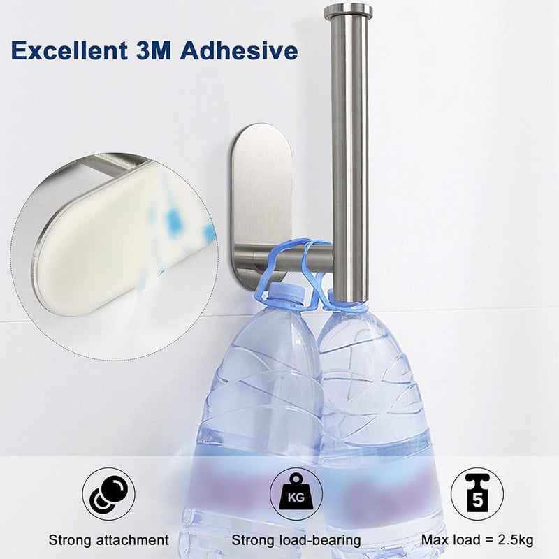 Bukela Toilet Paper Holder Self Adhesive, Thicken SUS304 Stainless Steel Rustproof Adhesive Toilet Roll Holder no Drilling for Bathroom, Kitchen, Washroom (Silver) - Image 4