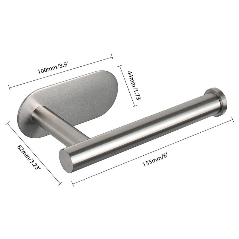 Bukela Toilet Paper Holder Self Adhesive, Thicken SUS304 Stainless Steel Rustproof Adhesive Toilet Roll Holder no Drilling for Bathroom, Kitchen, Washroom (Silver) - Image 2