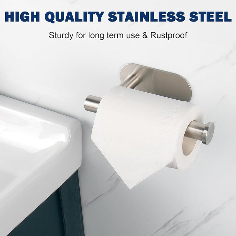 Bukela Toilet Paper Holder Self Adhesive, Thicken SUS304 Stainless Steel Rustproof Adhesive Toilet Roll Holder no Drilling for Bathroom, Kitchen, Washroom (Silver) - Image 5