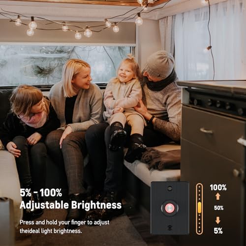 Acegoo 12V Dimmer Switch for LED RV Lights - Push Button with Red Ring Light, Ideal for RV, Camper Van, Boat, Truck, Cars Lighting & LED Strip Light - DC12-24V 6A Full Aluminum (Black-2Pcs) - Image 3