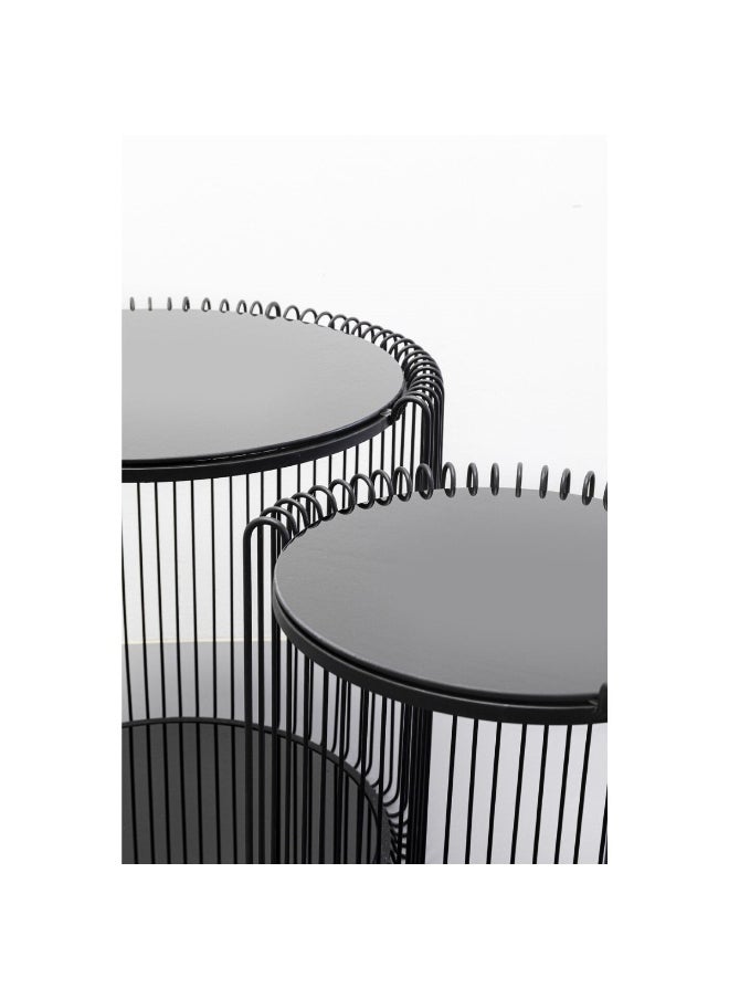 Side Table Wire Double Black (Set Of Two)
