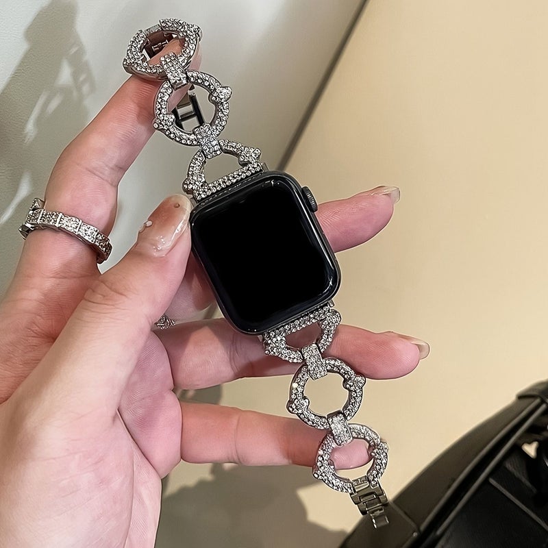 سوار ساعة أبل شفاف فضي ومعدني قابل للتعديل بتصميم ثلاث حلقات متوافق مع 42 مم 44 مم 45 مم 49 مم 46 مم - Image 4