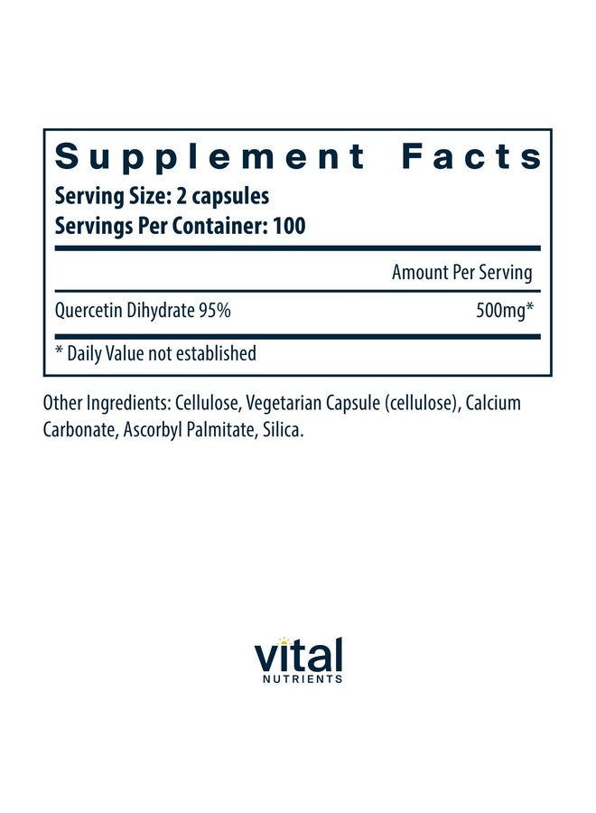 Vital Nutrients Quercetin | Vegan Quercetin Supplement with Bioflavonoids for Sinus, Respiratory, Heart, & Immune Function Support | Gluten, Dairy, Soy Free | 500mg | 200 Capsules - Image 2