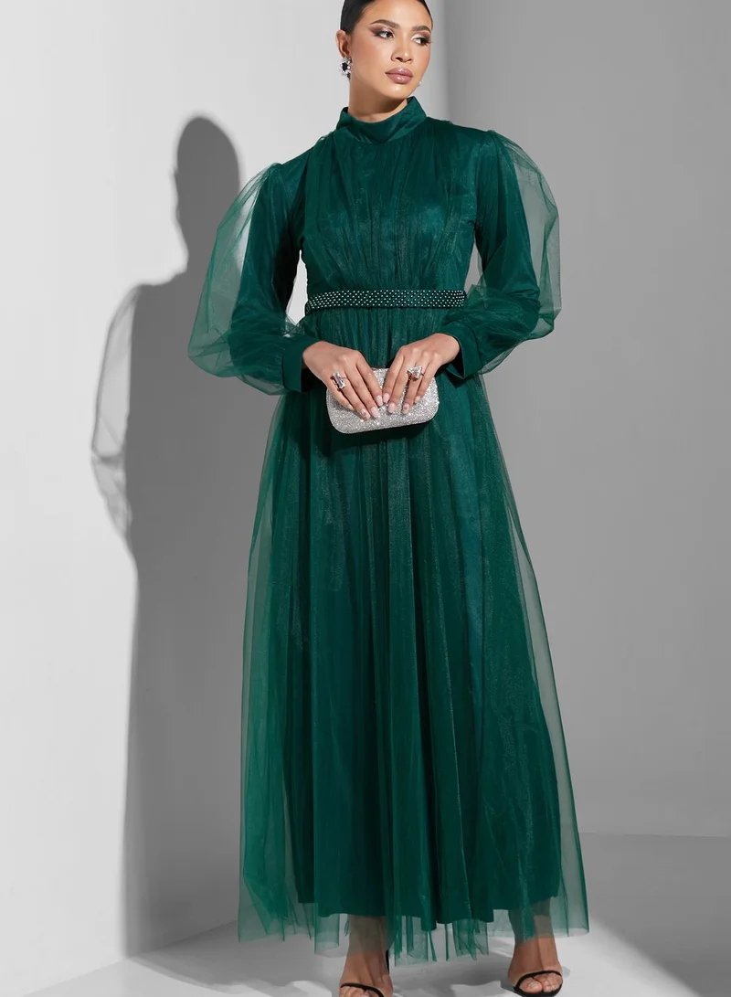Khizana Tulle Emerald Dress
