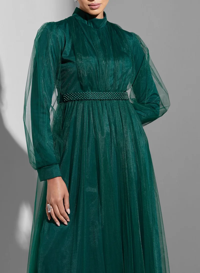 Khizana Tulle Emerald Dress