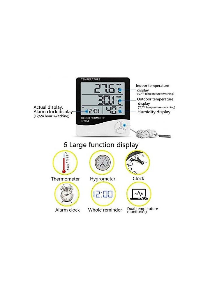 HTC-1 Room Thermometer with Nursery Hygrometer and Accurate Temperature Indicator Wall Mounted Digital LED Display for Indoor and Outdoor Use - Image 3