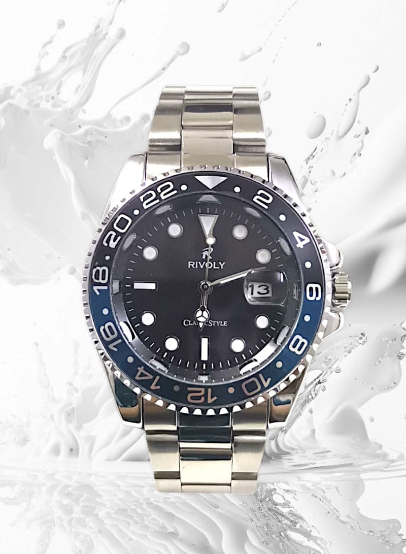 Rivoly Men's Stainless Steel Analog Quartz Date Display Watch Easy to Read Fashion Design Waterproof Luxury Classic Big Face Wrist Watch - Image 2