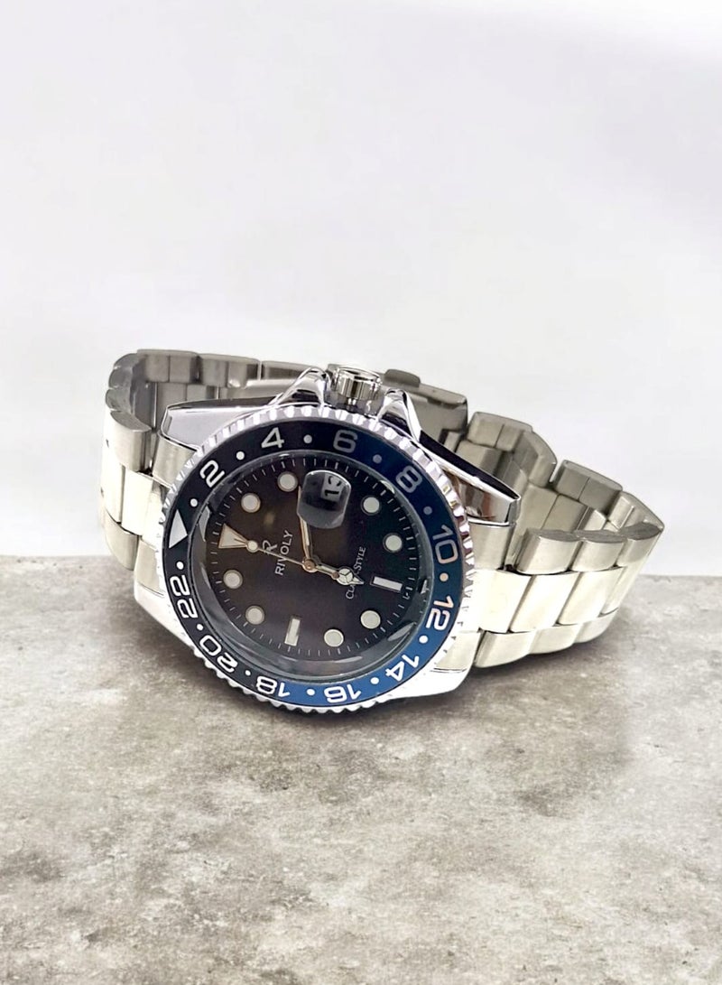 Rivoly Men's Stainless Steel Analog Quartz Date Display Watch Easy to Read Fashion Design Waterproof Luxury Classic Big Face Wrist Watch - Image 5