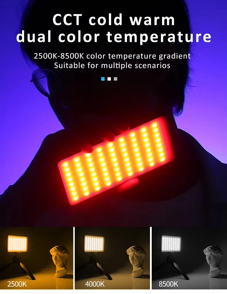 SHOPEE LJ-S02 RGB LED Phone Light – 1560LM Dimmable Video Light with 4000mAh Battery, CRI 80+, Adjustable Temperature 3000K-6500K, Type-C Rechargeable, Portable Lighting for Photography (LJ - S02) - Image 5