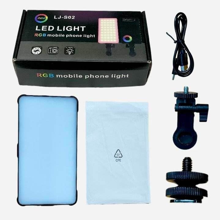 SHOPEE LJ-S02 RGB LED Phone Light – 1560LM Dimmable Video Light with 4000mAh Battery, CRI 80+, Adjustable Temperature 3000K-6500K, Type-C Rechargeable, Portable Lighting for Photography (LJ - S02) - Image 2