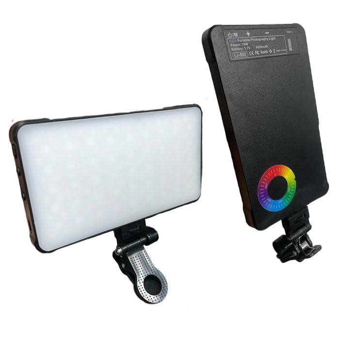 SHOPEE LJ-S02 RGB LED Phone Light – 1560LM Dimmable Video Light with 4000mAh Battery, CRI 80+, Adjustable Temperature 3000K-6500K, Type-C Rechargeable, Portable Lighting for Photography (LJ - S02) - Image 1