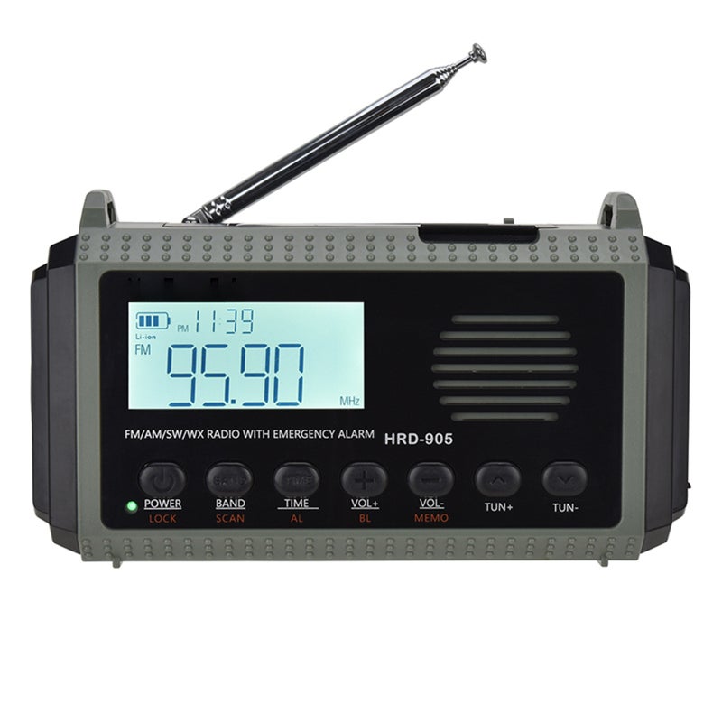 Portable All-Band Radio: Ash Black 10000mAh Multi-functional Emergency Radio - One-Touch SOS Alarm Solar Hand Crank Type-C Charging Long-lasting Power for Emergency Preparedness Disaster Prevention Ou - Image 5