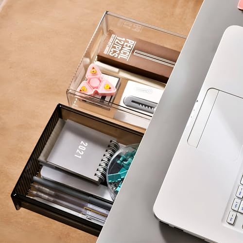 oddpod ™ Reed Under The Table Hidden Drawer/Acrylic Desk Organiser For Home & Office - Black (Medium), Stationery - Image 2