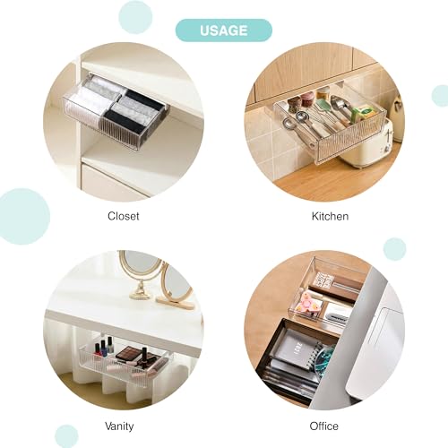 oddpod ™ Reed Under The Table Hidden Drawer/Acrylic Desk Organiser For Home & Office - Black (Medium), Stationery - Image 5