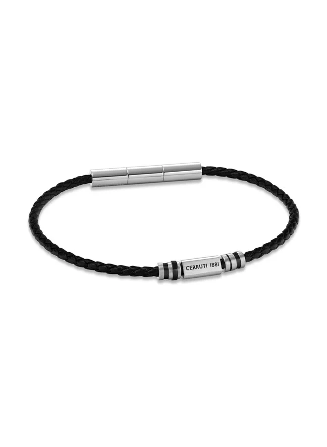 شيروتي 1881 Cerruti 1881 Mario Black & Black Leather Bracelet for Men