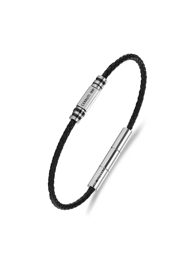 شيروتي 1881 Cerruti 1881 Mario Black & Black Leather Bracelet for Men