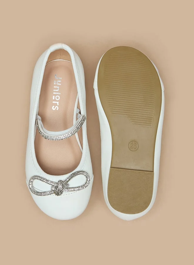 JUNIORS Girls Bow Accent Slip-On Round Toe Ballerina Shoes
