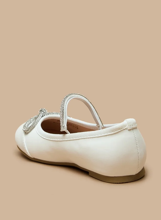 JUNIORS Girls Bow Accent Slip-On Round Toe Ballerina Shoes