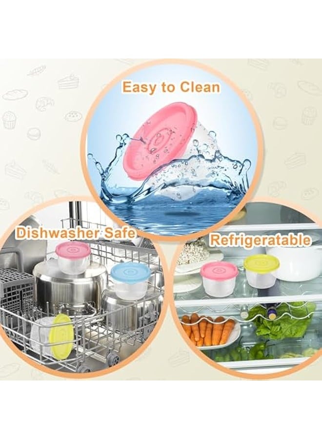 جرين تايجر ٦ قطع من علب الطعام الصغيرة مع أغطية، علب بلاستيكية للوجبات الخفيفة سعة ١٦٠ مل، علب طعام محكمة الإغلاق للمطبخ، قابلة لإعادة الاستخدام والتكديس، مناسبة للغداء، آمنة للاستخدام في الميكروويف والفريزر وغسالة الصحون (أصفر، أزرق، وردي) - Image 3