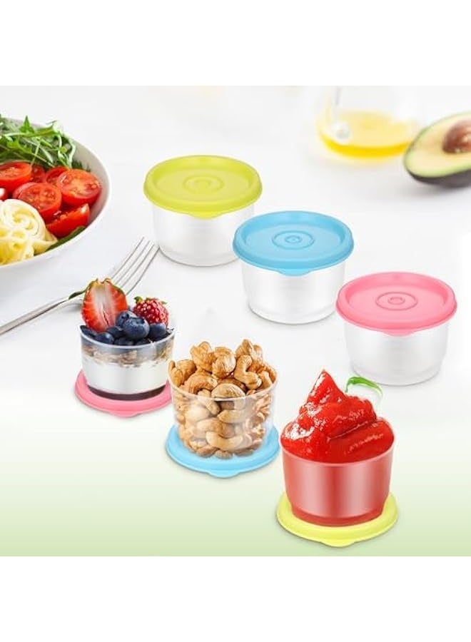 جرين تايجر ٦ قطع من علب الطعام الصغيرة مع أغطية، علب بلاستيكية للوجبات الخفيفة سعة ١٦٠ مل، علب طعام محكمة الإغلاق للمطبخ، قابلة لإعادة الاستخدام والتكديس، مناسبة للغداء، آمنة للاستخدام في الميكروويف والفريزر وغسالة الصحون (أصفر، أزرق، وردي) - Image 5