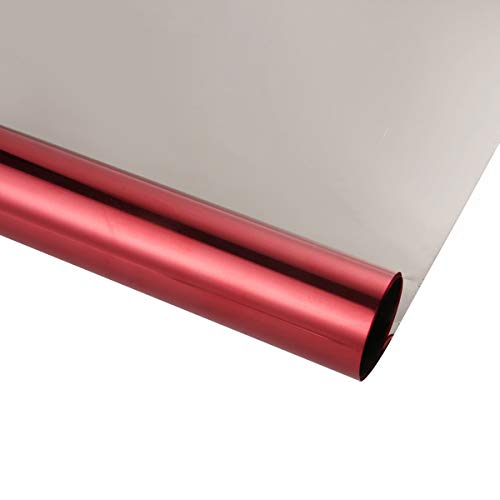 Kinsolar Privacy Window Film One Way Mirror Adhesive Reflective Window Tint Anti UV Heat Control Glass Film for Home and Office Daytime Privacy Protection 17.7Inch x 10Feet, Silver&Red - Image 2
