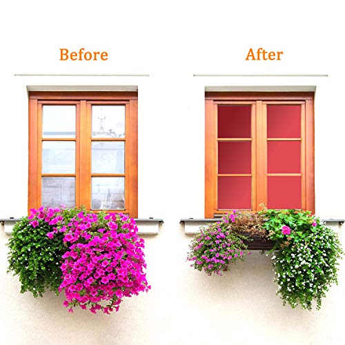 Kinsolar Privacy Window Film One Way Mirror Adhesive Reflective Window Tint Anti UV Heat Control Glass Film for Home and Office Daytime Privacy Protection 17.7Inch x 10Feet, Silver&Red - Image 3