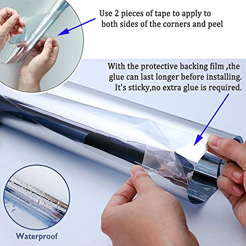 Kinsolar Privacy Window Film One Way Mirror Adhesive Reflective Window Tint Anti UV Heat Control Glass Film for Home and Office Daytime Privacy Protection 17.7Inch x 10Feet, Silver&Red - Image 5