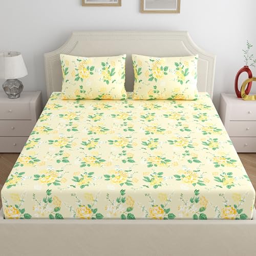 Home Ecstasy 100% Cotton Double Bedsheet with 2 Pillow Covers - (Size 87 x 94 inches, 140 TC, Colour - Cream: Gilded Cream) - Image 2