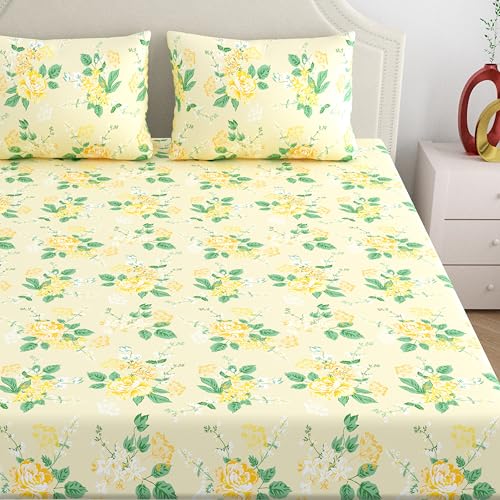 Home Ecstasy 100% Cotton Double Bedsheet with 2 Pillow Covers - (Size 87 x 94 inches, 140 TC, Colour - Cream: Gilded Cream) - Image 3