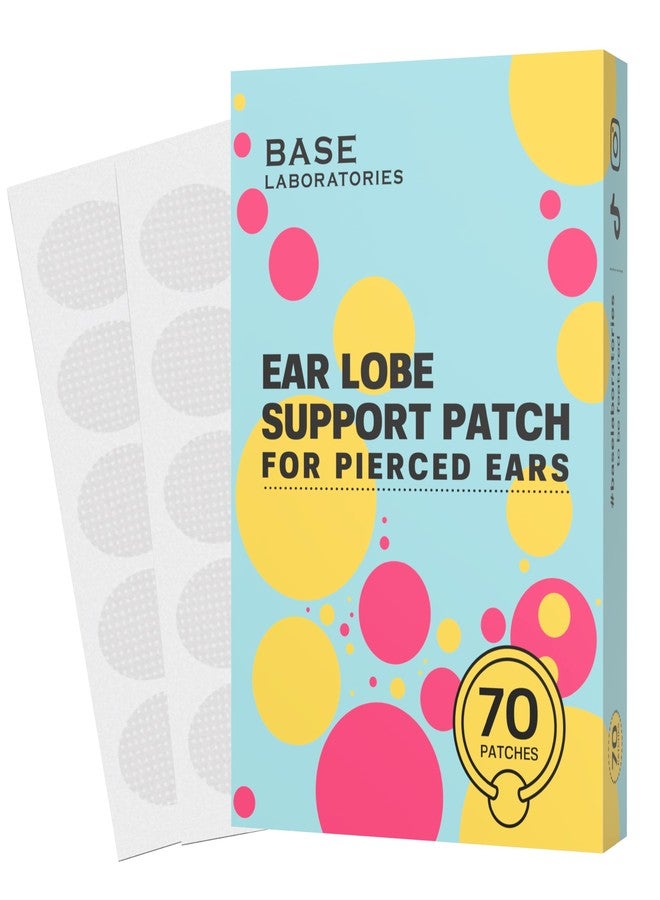 Base Laboratories Ear Lobe Support Patches for Pierced Ears - 70 Clear, Latex-Free Patches - Protects Healthy Ear Lobes from Tearing, Disguises Stretched Ear Holes, Supports Heavy Earrings - Image 1