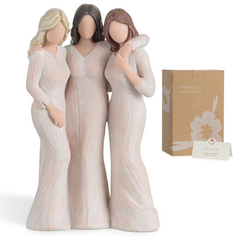 Storieme Friendship Birthday Gifts for Women: Three Sisters Resin Figurines Statue - Special Christmas Friendship Day Present for Best Friends Besties Female - Image 1