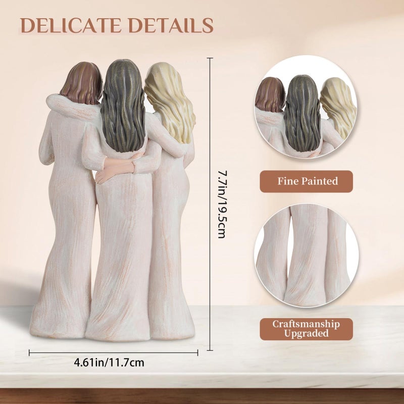 Storieme Friendship Birthday Gifts for Women: Three Sisters Resin Figurines Statue - Special Christmas Friendship Day Present for Best Friends Besties Female - Image 3