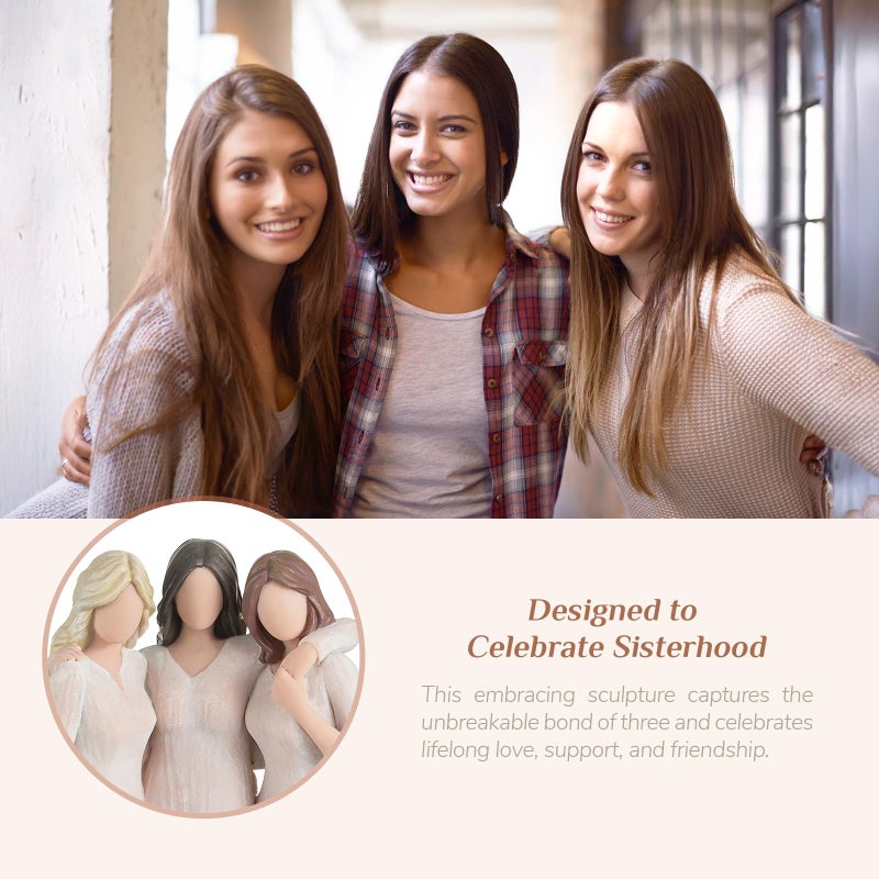 Storieme Friendship Birthday Gifts for Women: Three Sisters Resin Figurines Statue - Special Christmas Friendship Day Present for Best Friends Besties Female - Image 2