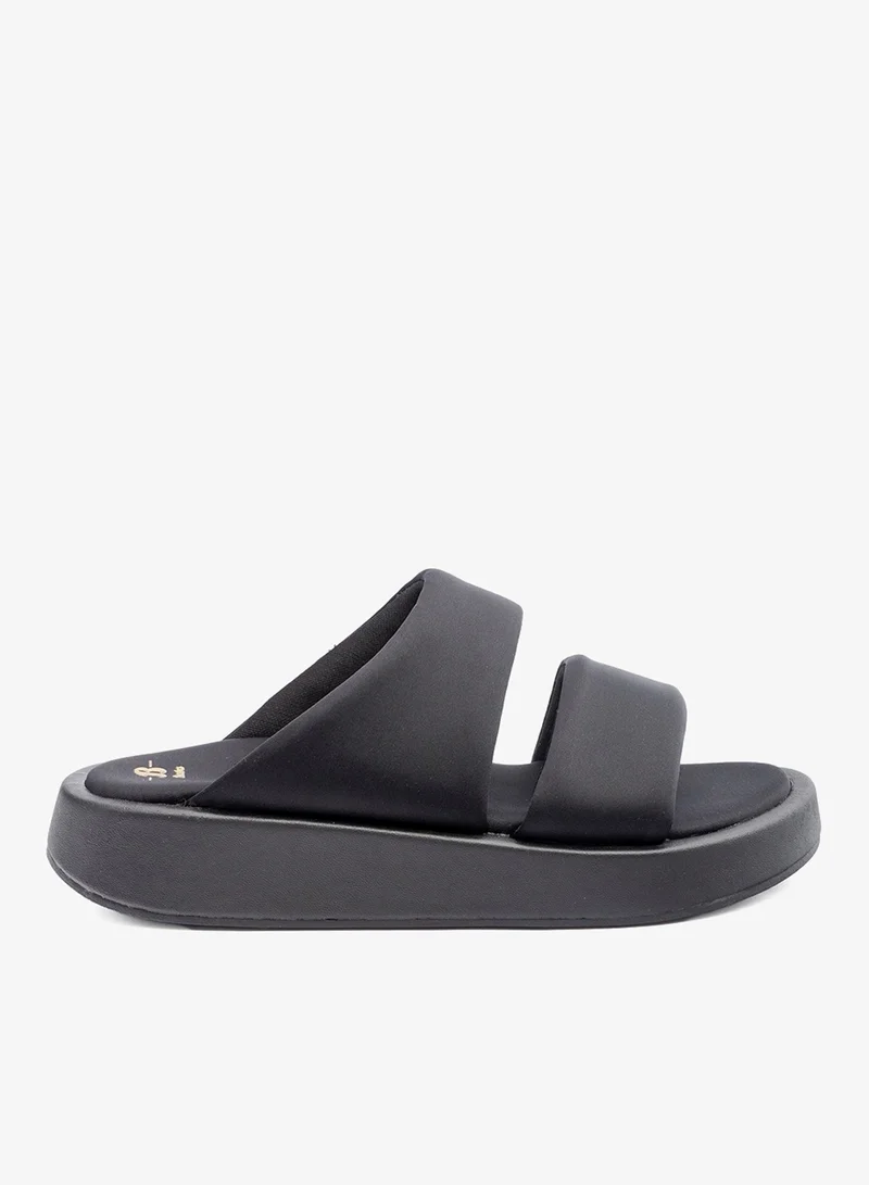 باتا صنادل سلايد بنعل مرتفع وأشرطة مزدوجة