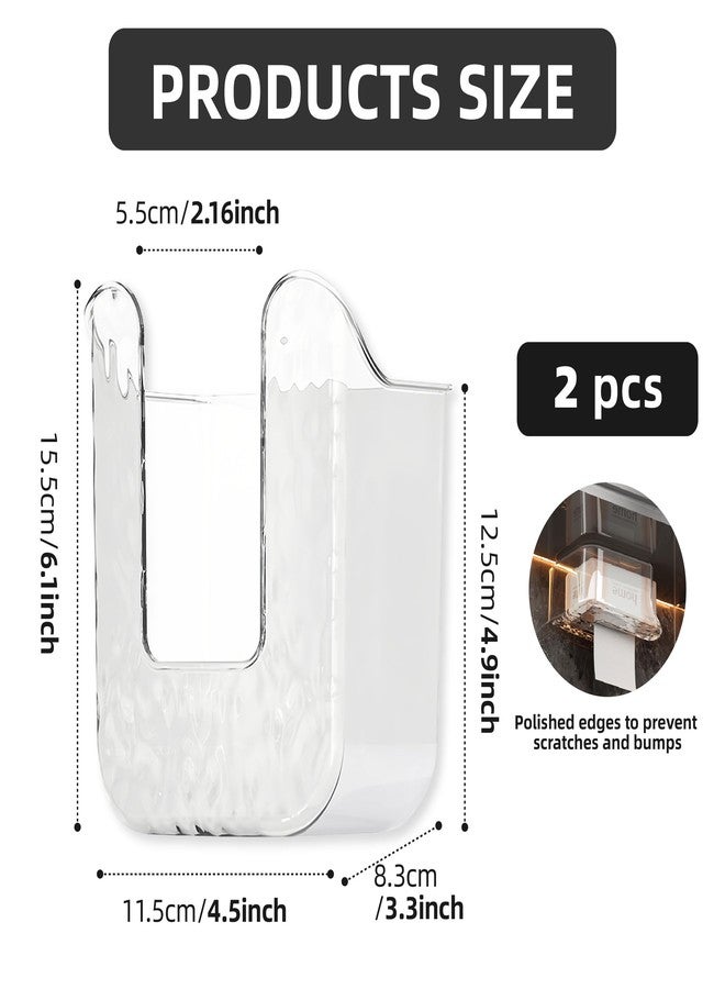JREEPEE 2 Pcs Acrylic Bathroom Wipes Holder, No Punching Wall Mounted Flushable Wipes Dispenser for Bathroom & Kitchen - Clear Wipes Container, Refillable Tissue Box Storage - Image 4
