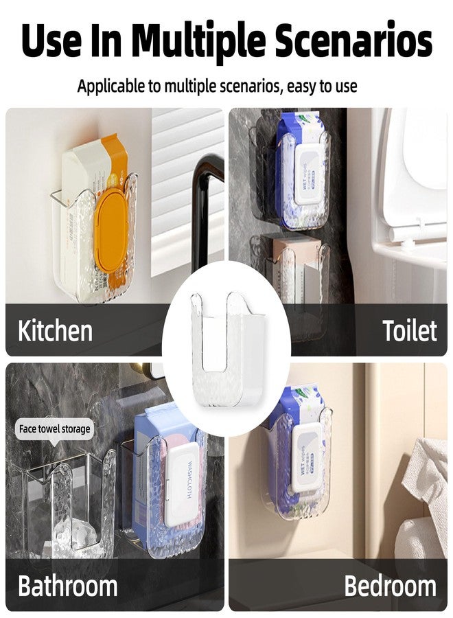 JREEPEE 2 Pcs Acrylic Bathroom Wipes Holder, No Punching Wall Mounted Flushable Wipes Dispenser for Bathroom & Kitchen - Clear Wipes Container, Refillable Tissue Box Storage - Image 3