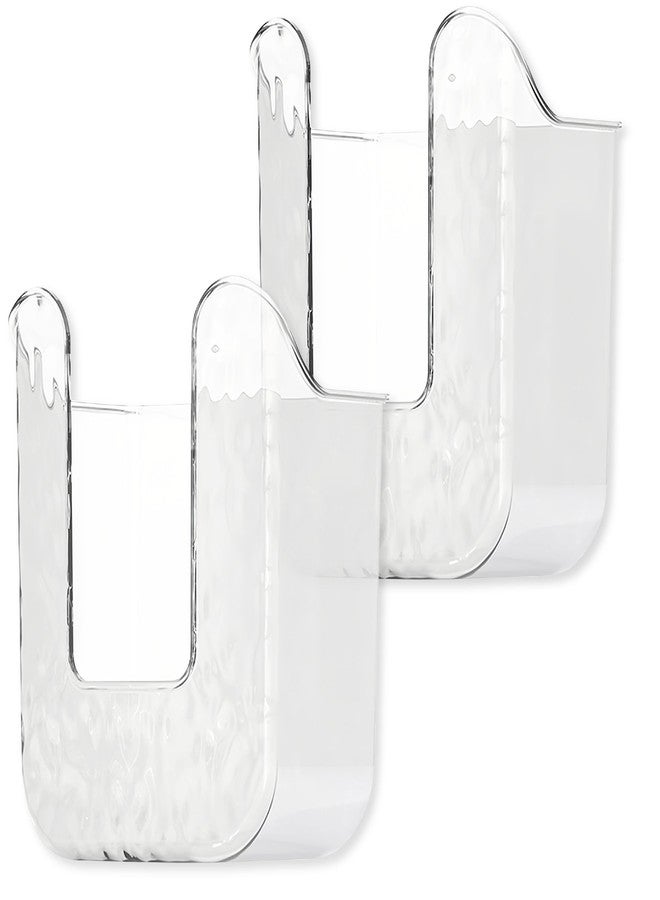 JREEPEE 2 Pcs Acrylic Bathroom Wipes Holder, No Punching Wall Mounted Flushable Wipes Dispenser for Bathroom & Kitchen - Clear Wipes Container, Refillable Tissue Box Storage - Image 1