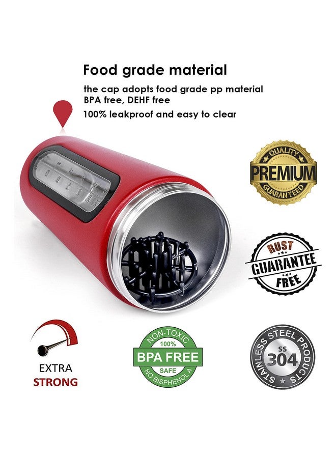 BURRDOFF BURRDOFF Bpa Free Stainless Steel Protein Shaker Bottle For Gym (Red, 950 Ml, Pack Of 1), 850 Milliliter  - Image 3