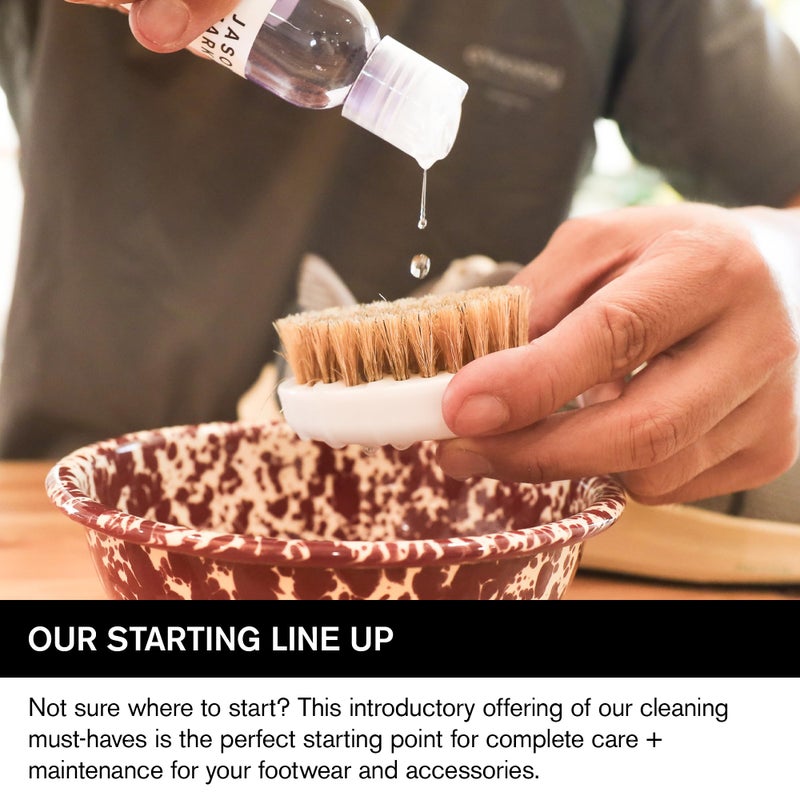 Jason Markk Starter Box, Shoe Cleaning Kit, 5-Piece Set, Deep Cleaning Solutions, Two Brushes, & Microfiber Towel, Sneaker Care, Ideal for Footwear, Safe on Leather, Suede, Nubuck, Cotton, Knits, 2oz - Image 2