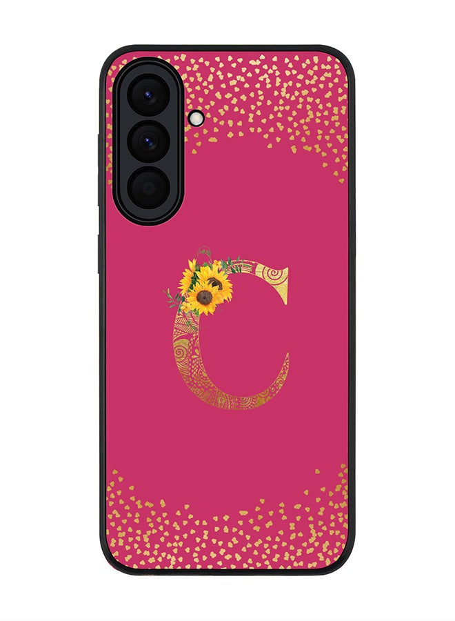 For Samsung Galaxy A37 Case,Slim fit Camera Protection, Shockproof Thin Phone cover  - Custom Floral Monogram - C ( Deep Pink )