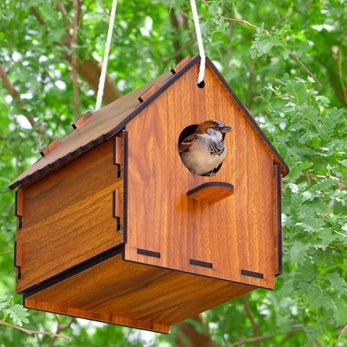 BIRDSHALA DIY Birdhouse for Sparrow, Finches and Wildbirds | DIY Unfinished Birdhouse for Decorations Indoors Gardens - Image 1