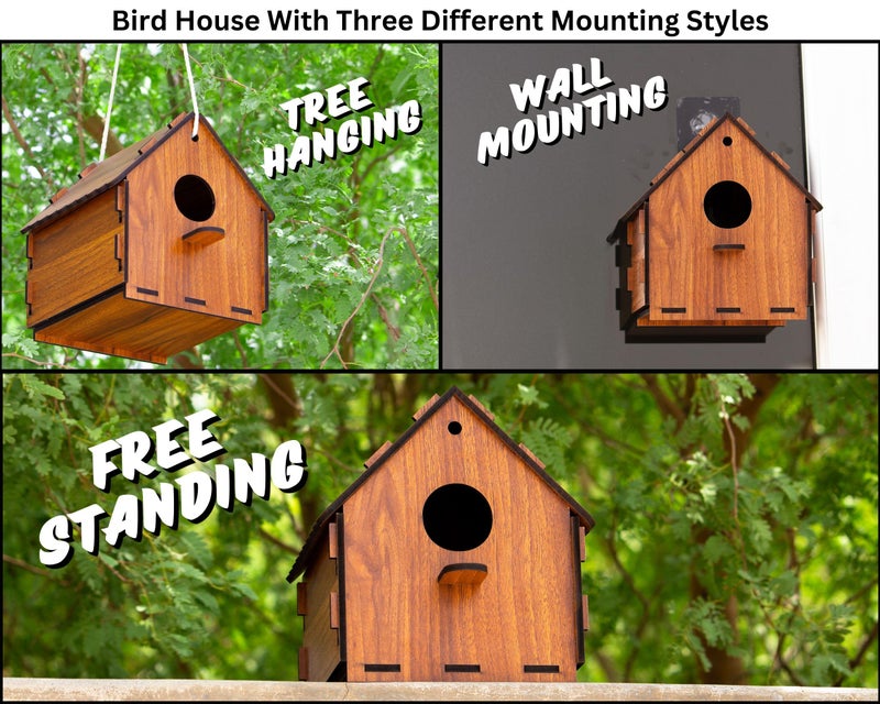 BIRDSHALA DIY Birdhouse for Sparrow, Finches and Wildbirds | DIY Unfinished Birdhouse for Decorations Indoors Gardens - Image 3