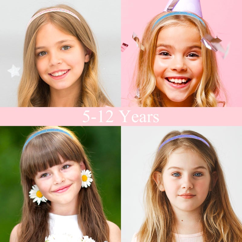 WLLHYF Glitter Headband, Plastic Cute Sparkly Non Slip Head Bands with Teeth, Colorful Confetti Rainbow Bling Sweet Hard Hairbands, Little Girl Hair Accessories (3, Pink + Blue + Purple) - Image 4