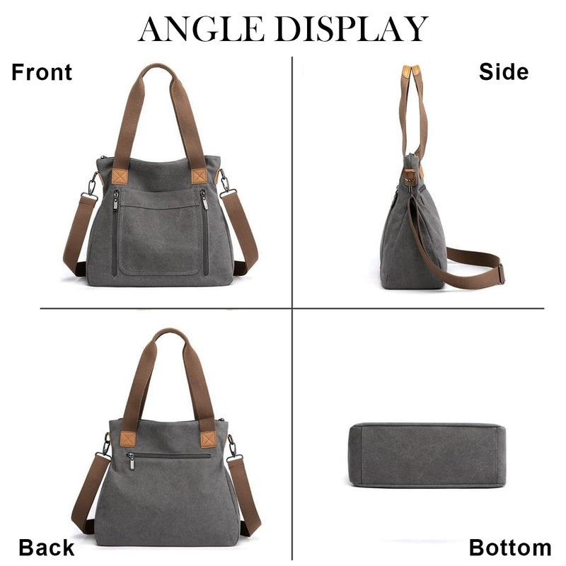 PALAY ® Hand Bag for Women Canvas Tote Bag Large Capacity Shoulder Bags for Women with Detachable Shoulder Strap Handbags for Women - Image 5